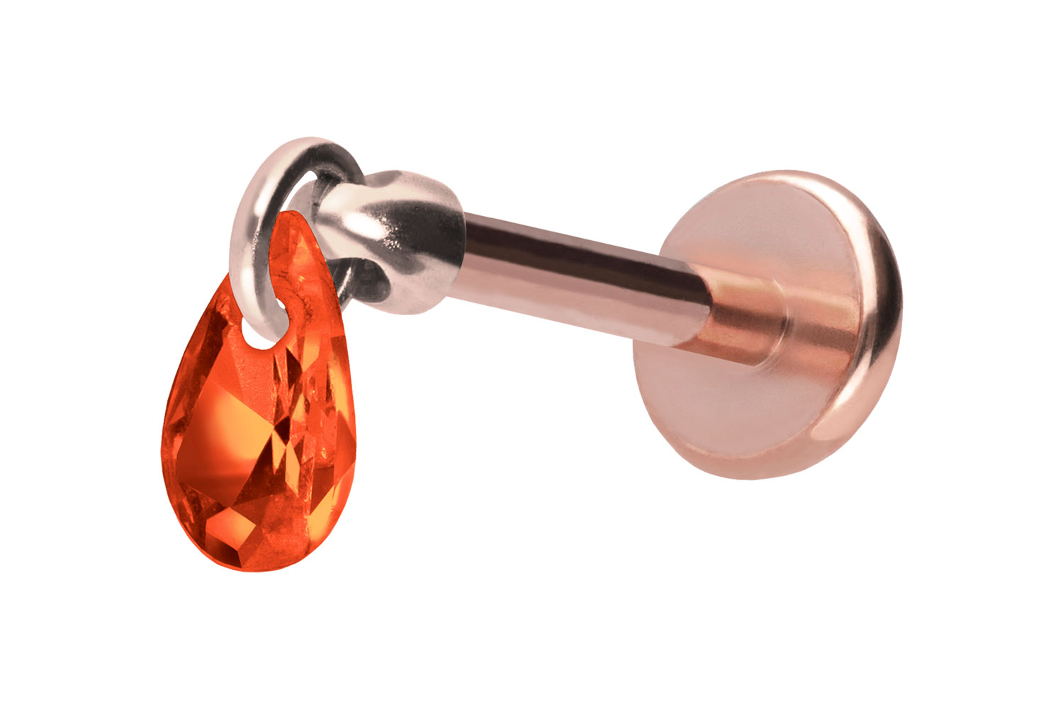Titan Labret Piercing mit Push Fit KRISTALLTROPFEN